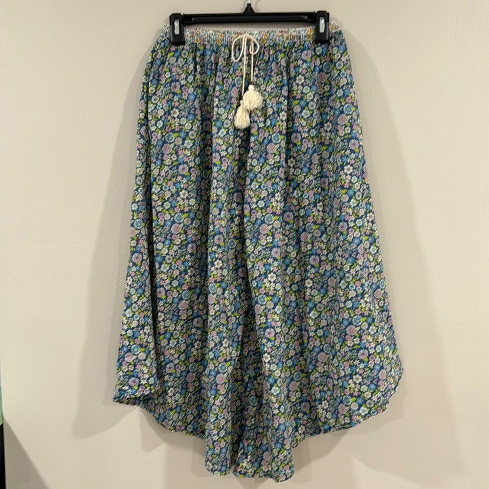American Eagle floral pastel midi pull on skirt cottagecore coastal grandma